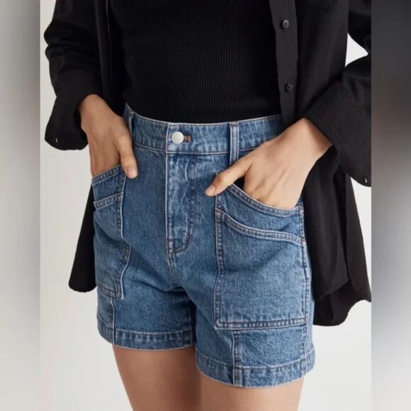 Madewell The Perfect Vintage Mid-Length Cargo Jean Short in Fernlane Wash Sz 29 - Picture 1 of 8